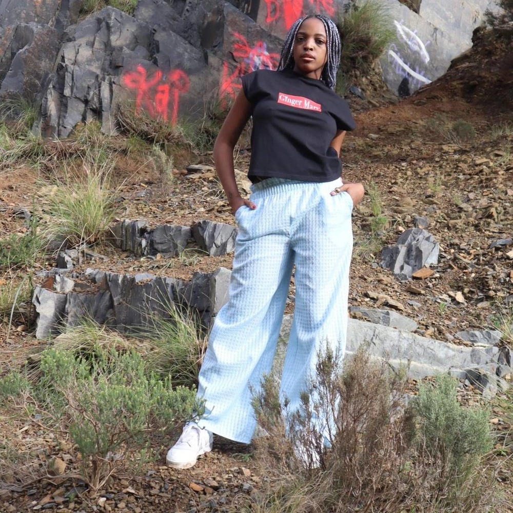 Handmade paper bag waist wide leg pants